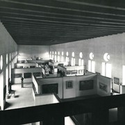 Adaptace barokní Jízdárny Pražského hradu pro výstavní účely v letech 1948-1949. Zahajovací expozicí byla Československý lid a jeho kraj v životě, práci a zápasu