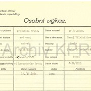 Osobní výkaz zaměstnance Správy domu prezidenta republiky